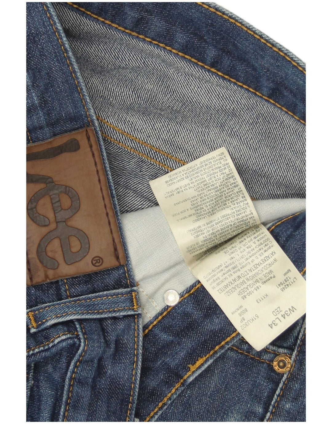 Lee Mens Zed Straight Jeans W34 L34 Blue Cotton