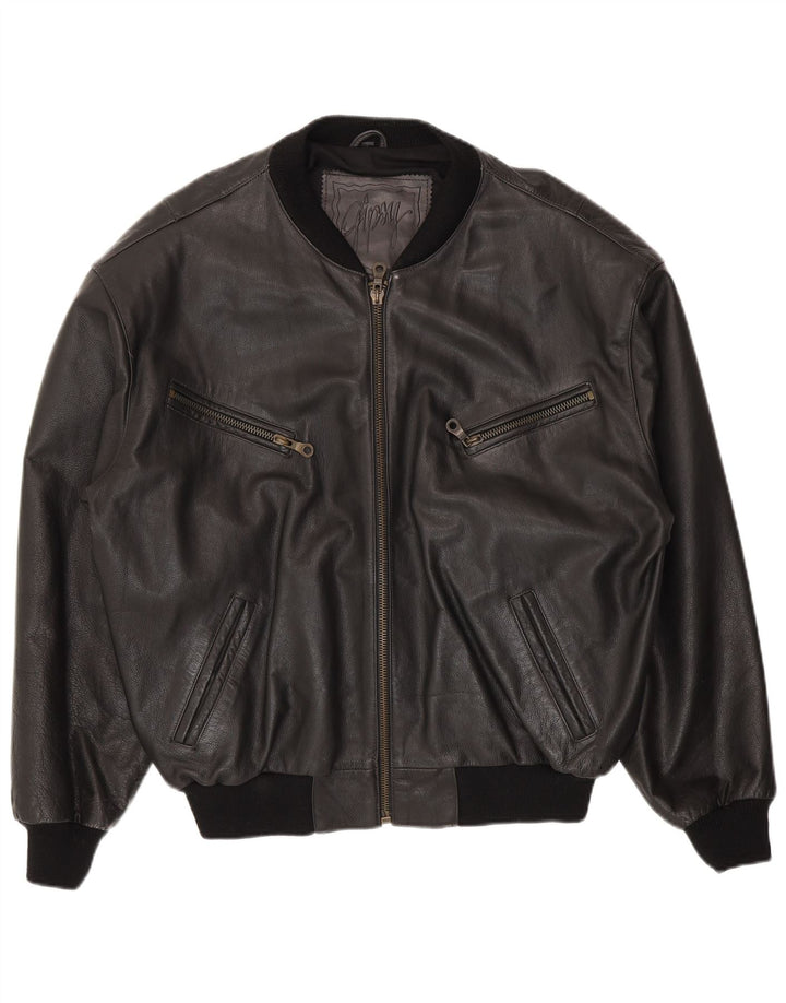 Gipsy Ανδρικό Δερμάτινο Μπουφάν UK 40 Large Μαύρο Δερμάτινο