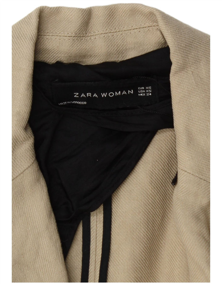 Zara Γυναικείο Παλτό με διπλό στήθος UK 6 XS Μπεζ Λινό