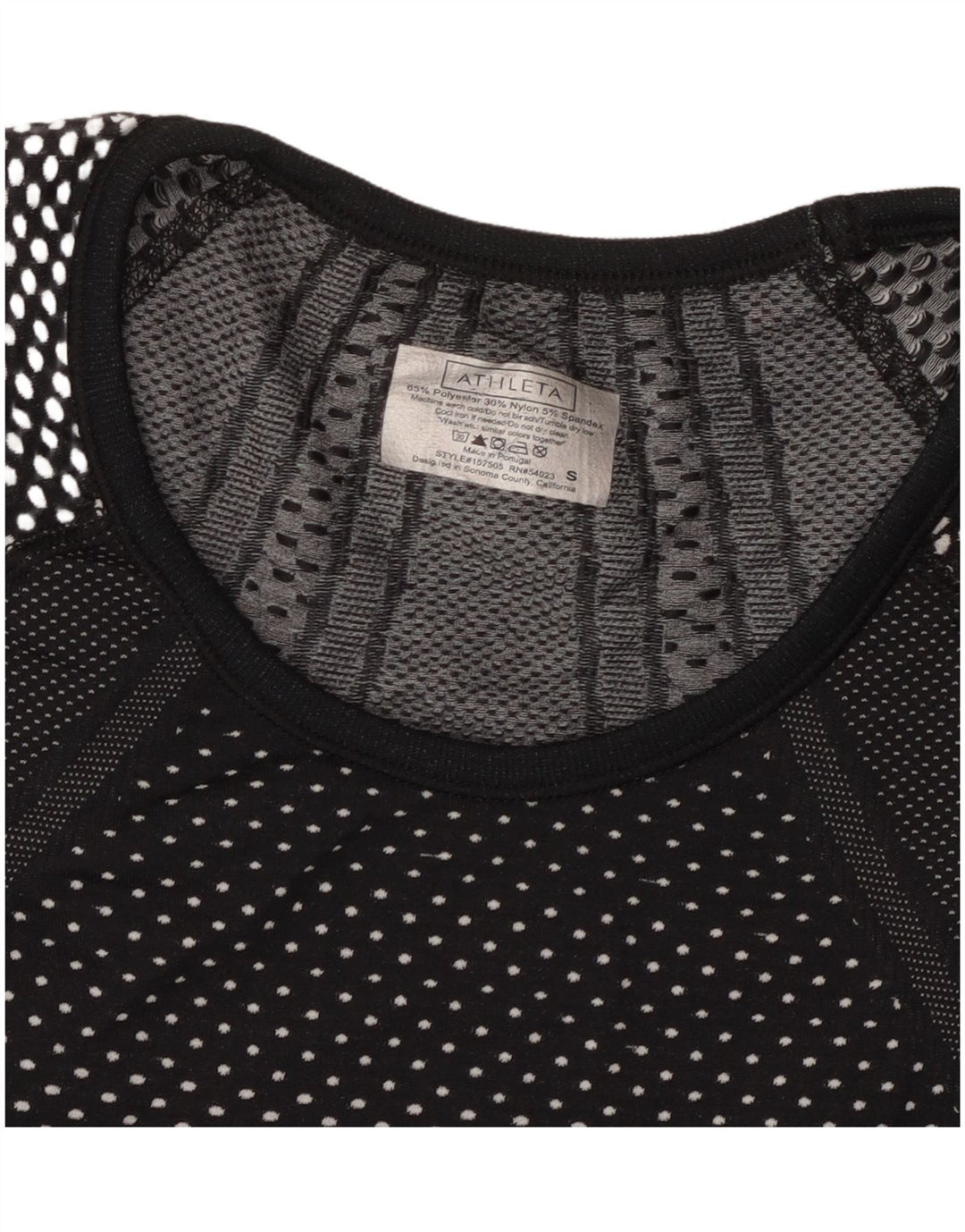 ATHLETA Γυναικείο T-Shirt Top UK 8 Small Black Spotted Polyester