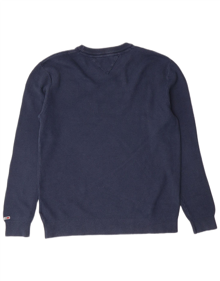 TOMMY HILFIGER Mens Graphic Crew Neck Jumper Sweater Medium Navy Blue