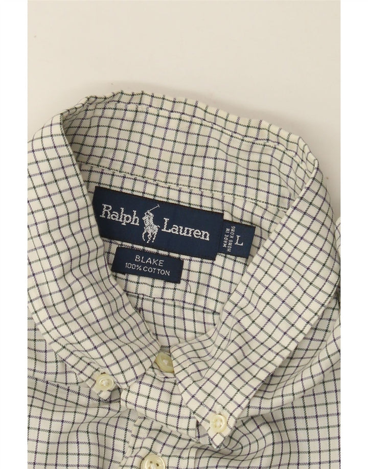 RALPH LAUREN Ανδρικό πουκάμισο Blake Large Off White Βαμβακερό