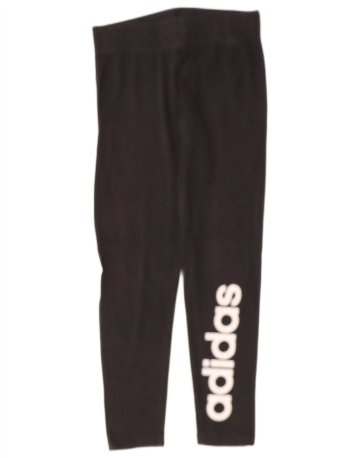 ADIDAS Womens Graphic Leggings UK 12 Medium Black Cotton