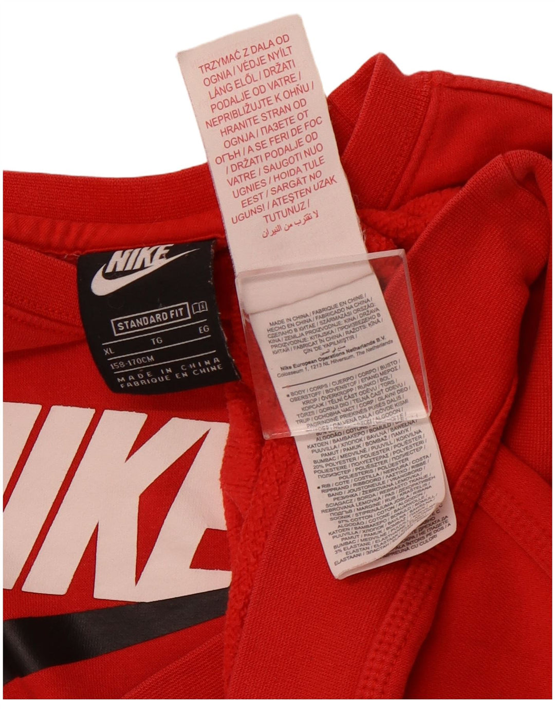 Γραφικό φούτερ NIKE Boys Jumper 13-14 ετών XL Κόκκινο βαμβακερό