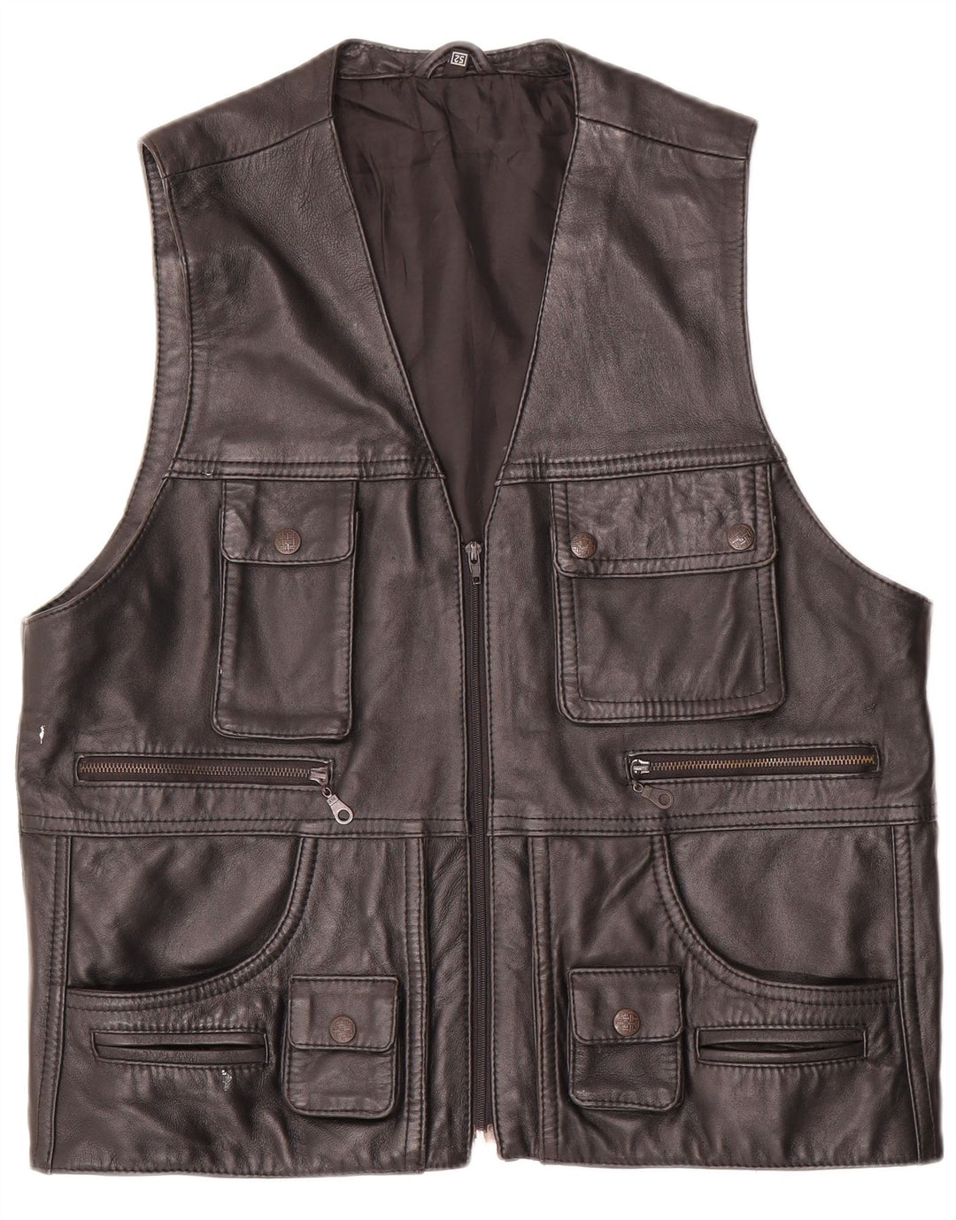 Vintage ανδρικό δερμάτινο Gilet EU 52 XL Μαύρο