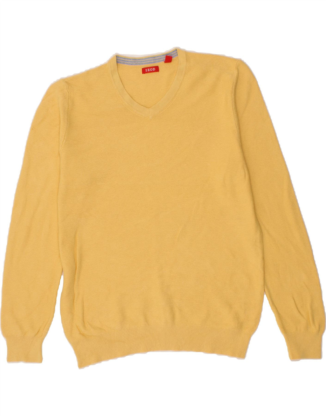 IZOD Mens V-Neck Jumper Sweater Medium Yellow Cotton Vintage Izod and Second-Hand Izod from Messina Hembry 