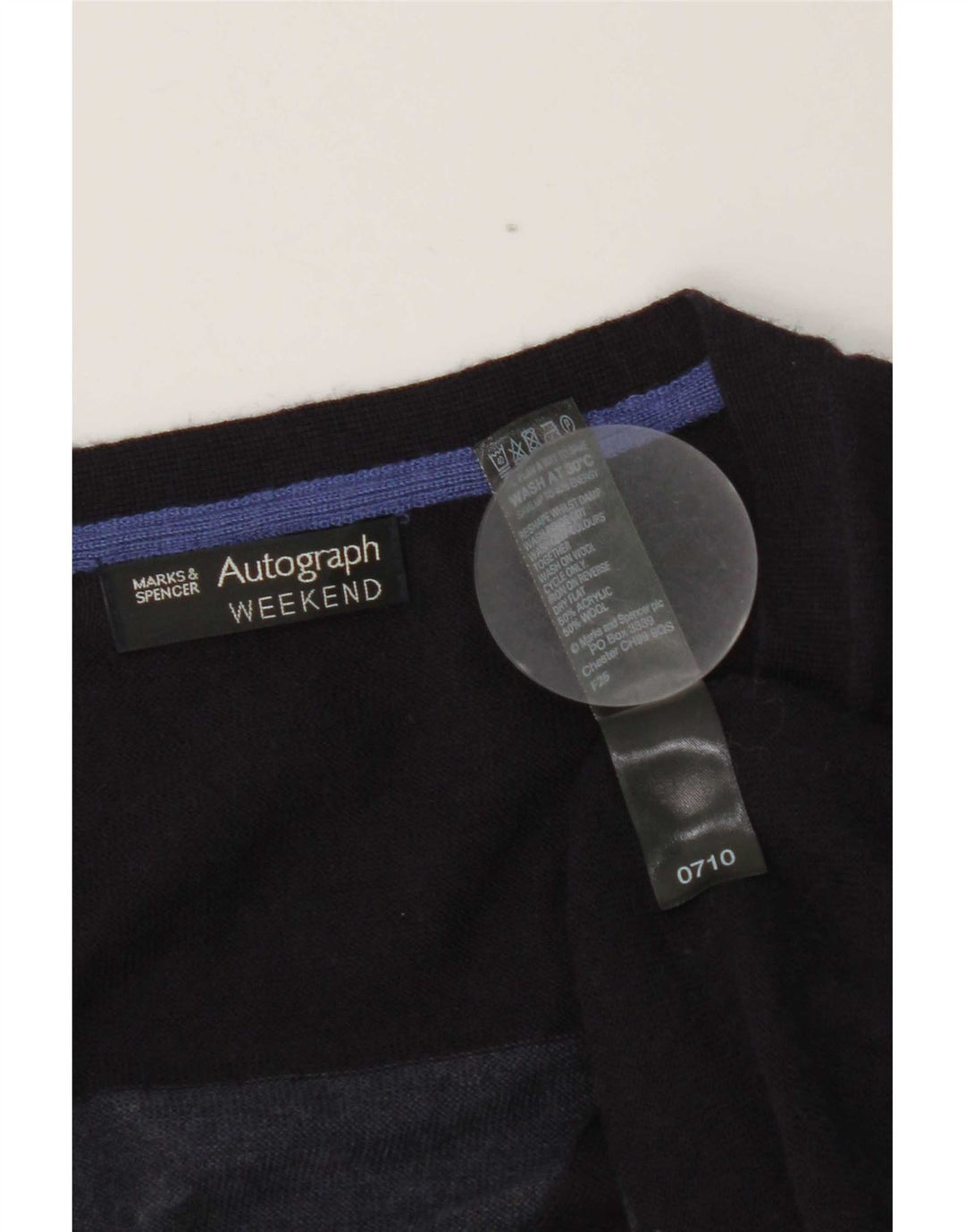 Marks & Spencer Γυναικείο πουλόβερ UK 14 Medium Navy Blue ριγέ