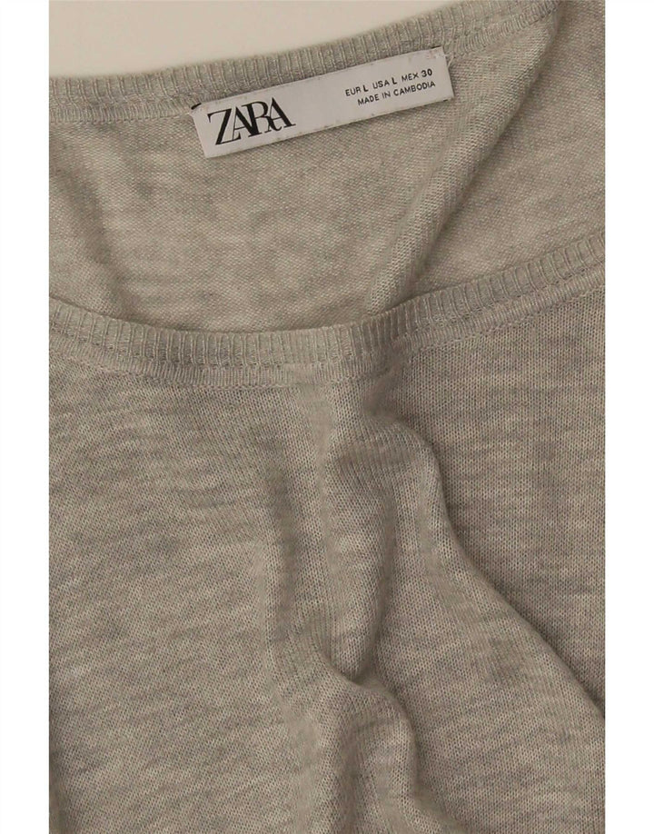 Zara Γυναικεία Μπλούζα Oversized Top UK 16 Large Grey