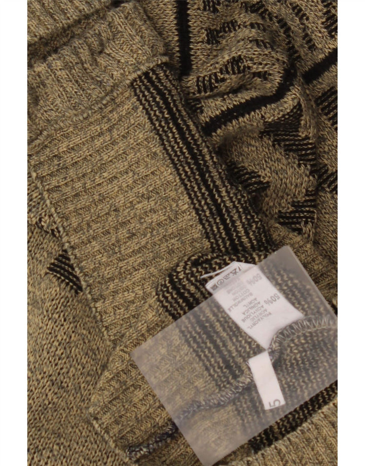 Ανδρικό πουλόβερ με ζακέτα VINTAGE Μεγάλο Χακί Γεωμετρικό Βαμβάκι