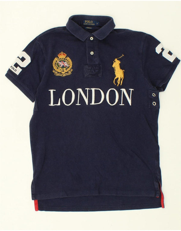 POLO RALPH LAUREN Ανδρικό πουκάμισο ράγκμπι με γραφικό προσαρμοσμένη εφαρμογή Μικρό μπλε ναυτικό
