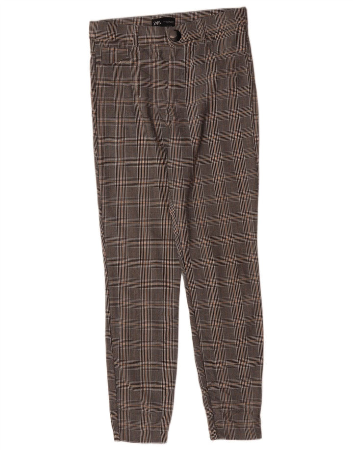 Zara Γυναικείο Slim Casual Παντελόνι Medium W28 L28 Grey Houndstooth Viscose