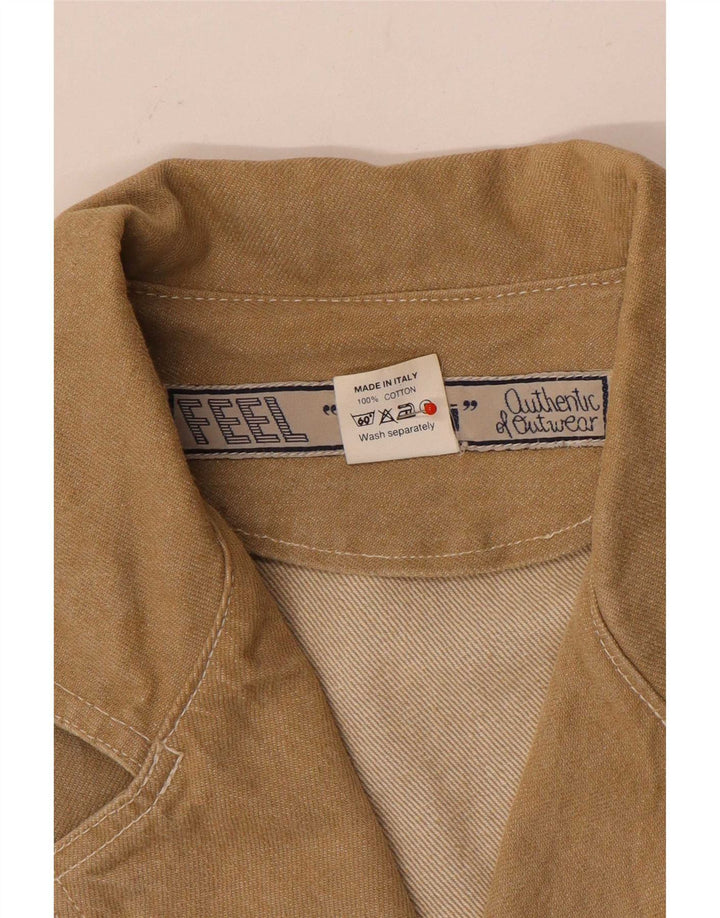 Vintage Γυναικείο Crop Τζιν Μπουφάν UK 14 Μεσαίο Καφέ Βαμβακερό
