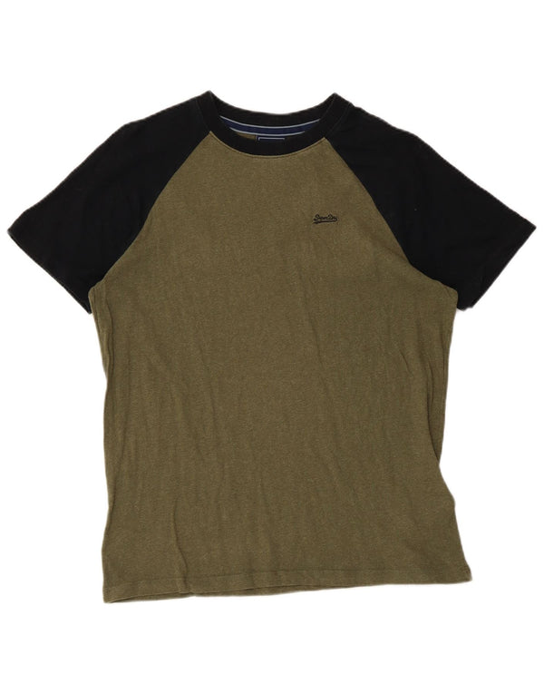 Ανδρικό T-Shirt Top Small Khaki Colourblock Βαμβακερό