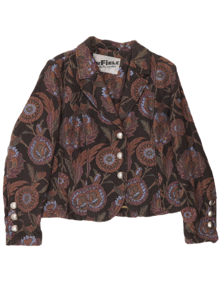 Vintage Γυναικείο Μπουφάν Blazer IT 50 XL Μαύρο φλοράλ μαλλί