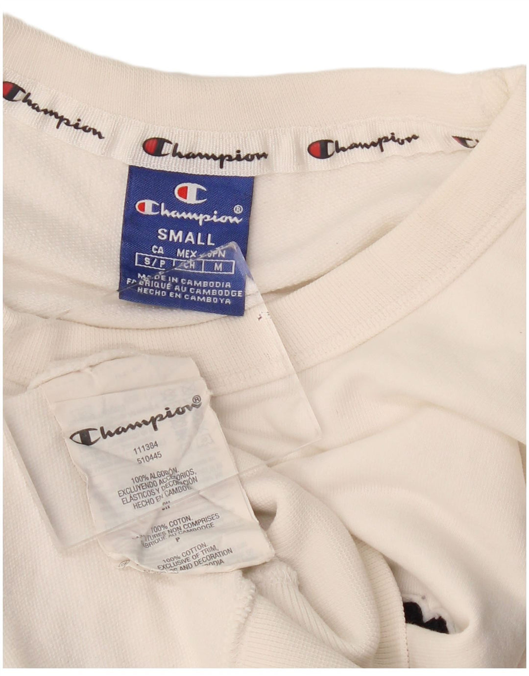 CHAMPION Γυναικεία υπερμεγέθη Crop γραφική φούτερ Jumper UK 10 Small White