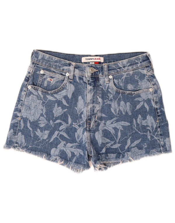 Tommy Hilfiger Womens Denim Shorts W27 Small Blue Floral Cotton