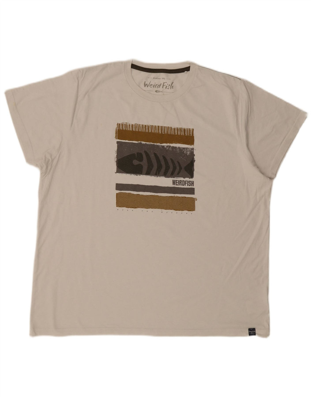 WEIRD FISH Ανδρικό γραφικό T-Shirt Top 3XL Λευκό βαμβακερό