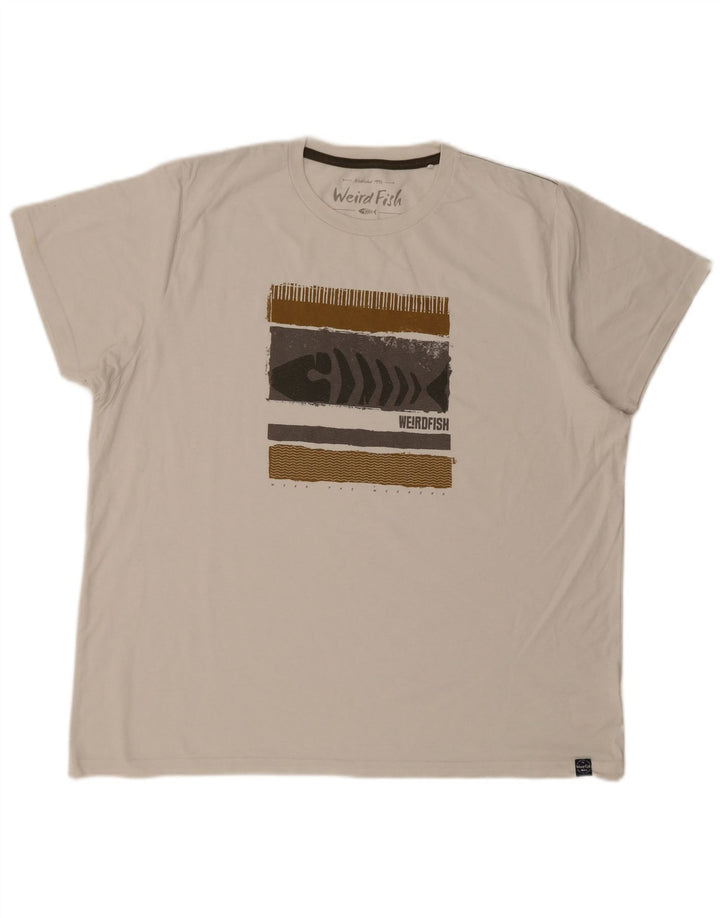 WEIRD FISH Ανδρικό γραφικό T-Shirt Top 3XL Λευκό βαμβακερό