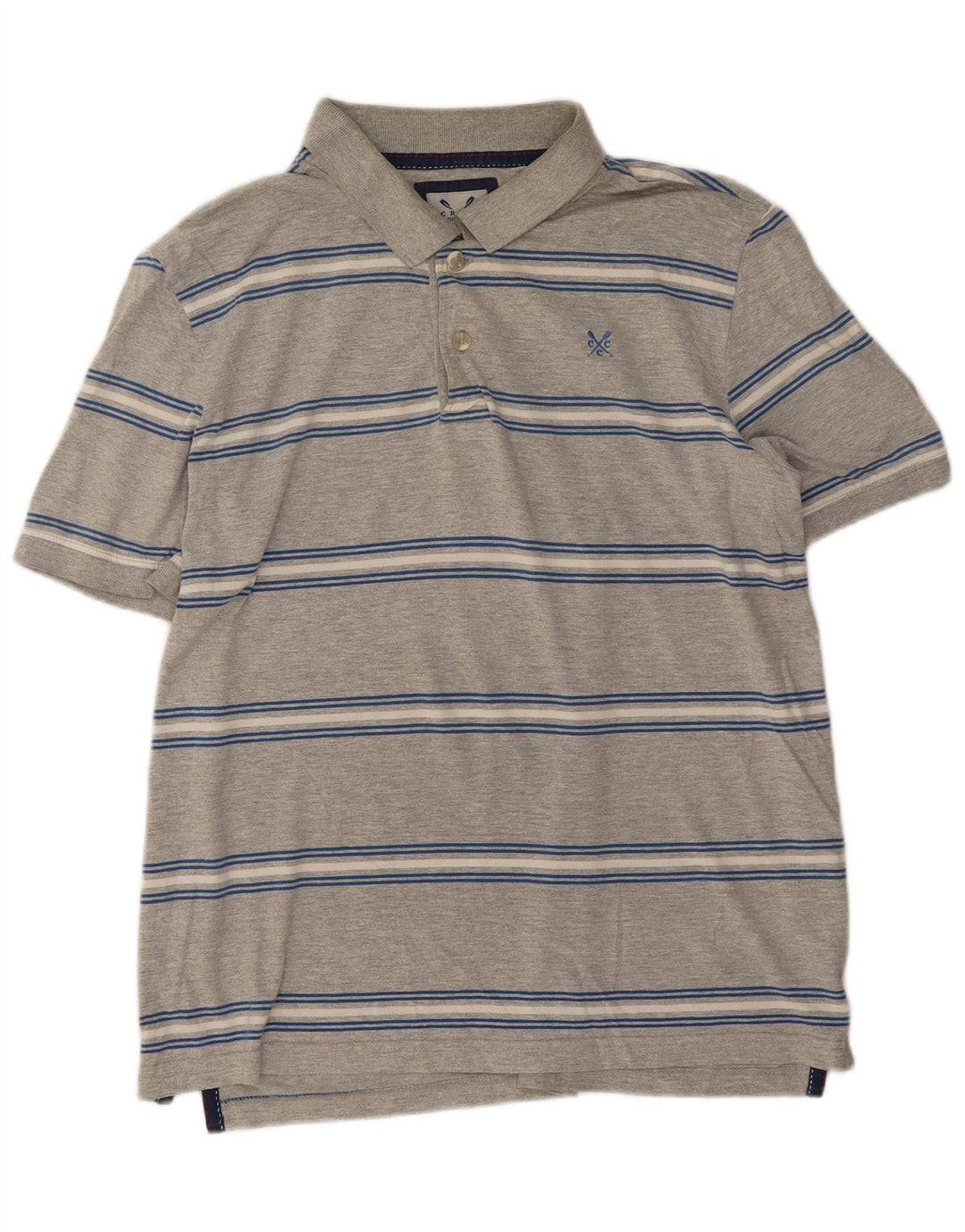 Crew Clothing Ανδρικό πουκάμισο πόλο με μεσαίο γκρι βαμβακερό ριγέ