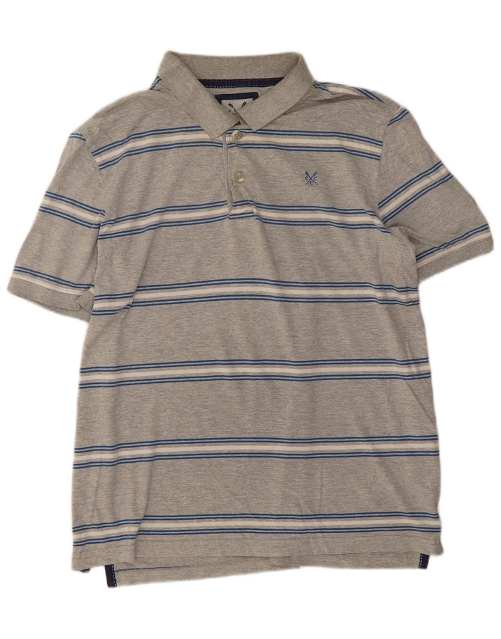 Crew Clothing Ανδρικό πουκάμισο πόλο με μεσαίο γκρι βαμβακερό ριγέ
