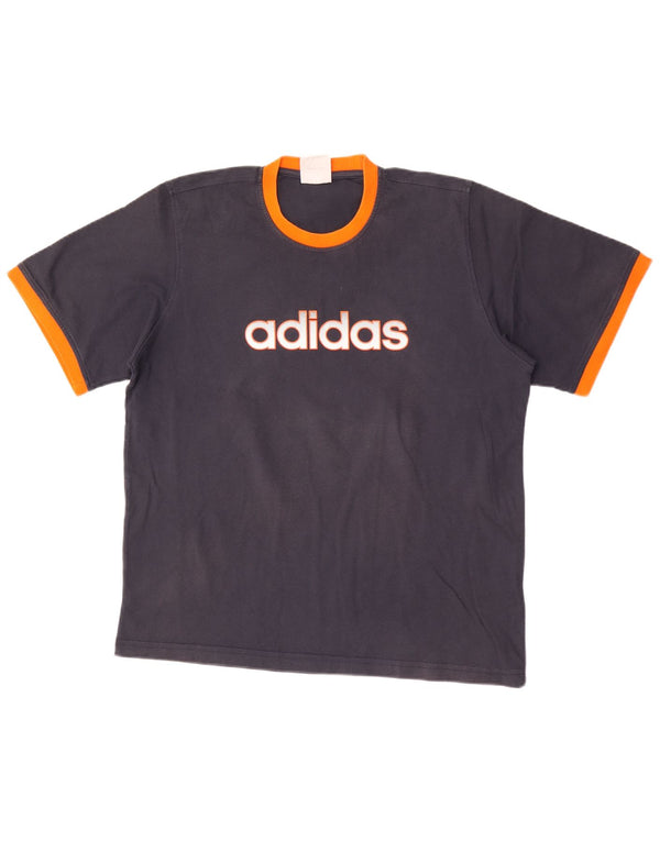 Ανδρικό γραφικό T-Shirt Adidas Top Large Navy Blue Colourblock Βαμβακερό