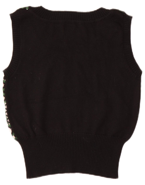 Vintage γυναικείο γιλέκο Tank Top UK 8 Small Black Geometric