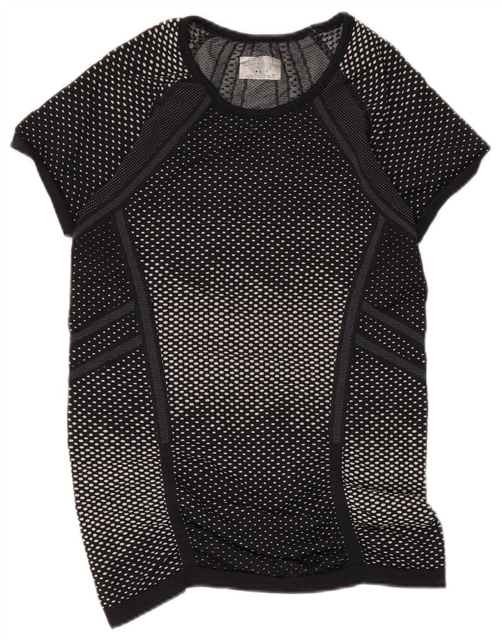 ATHLETA Γυναικείο T-Shirt Top UK 8 Small Black Spotted Polyester