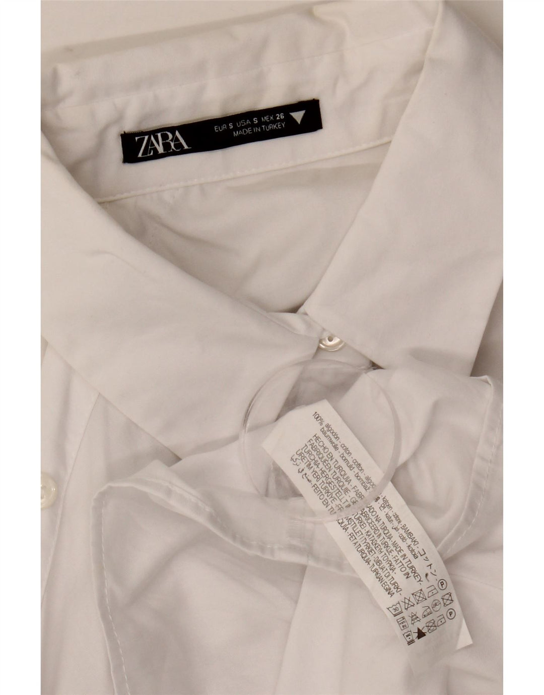 Zara Γυναικείο πουκάμισο Oversized Crop Μπλούζα UK 10 Small White Βαμβακερό