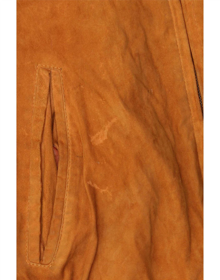 Vintage Ανδρικό Suede Bomber Jacket IT 54 2XL Καφέ Δερμάτινο