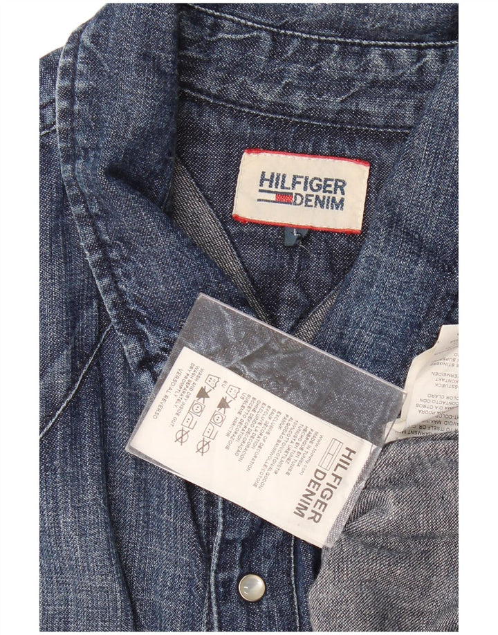 TOMMY HILFIGER Ανδρικό τζιν πουκάμισο μεγάλο μπλε βαμβακερό