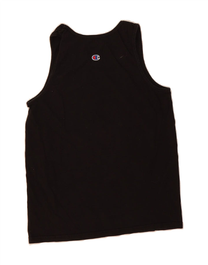 CHAMPION Womens Oversized Graphic Vest Top UK 10 Small Black Vintage Champion and Second-Hand Champion from Messina Hembry 