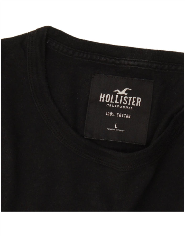 Ανδρικό γραφικό τοπ Hollister Μακρυμάνικο μεγάλο μαύρο βαμβακερό