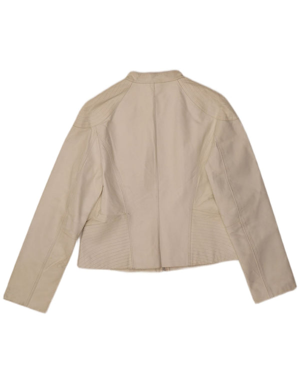 Vintage Γυναικείο Δερμάτινο Μπουφάν UK 14 Large White Leather