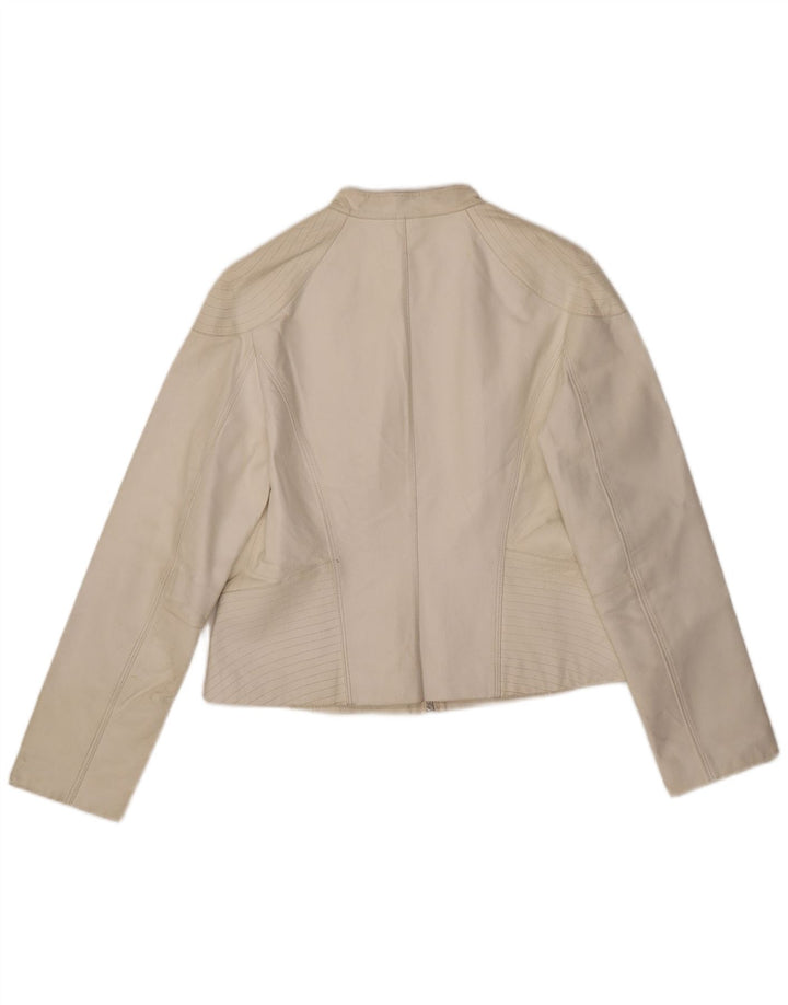 Vintage Γυναικείο Δερμάτινο Μπουφάν UK 14 Large White Leather