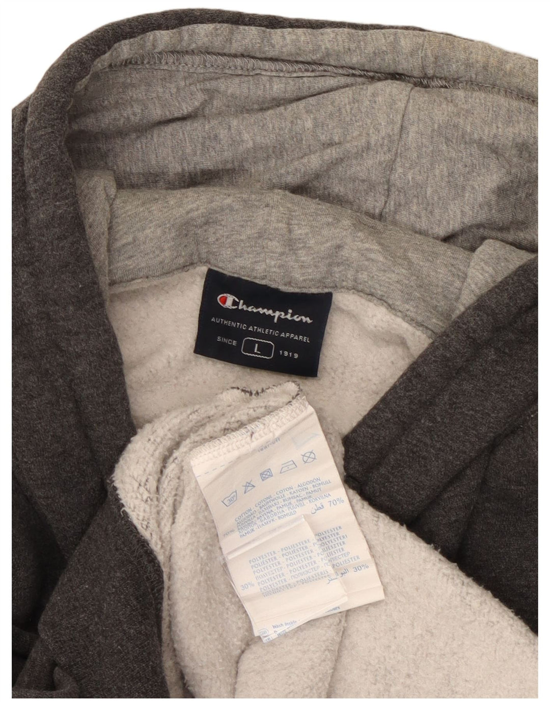 CHAMPION Ανδρικό φούτερ με κουκούλα, μεγάλο γκρι βαμβακερό