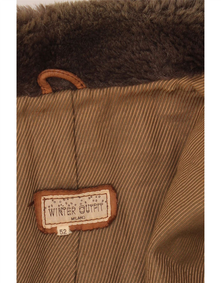 Ανδρικό Δερμάτινο Μπουφάν VINTAGE IT 52 XL Καφέ Colourblock