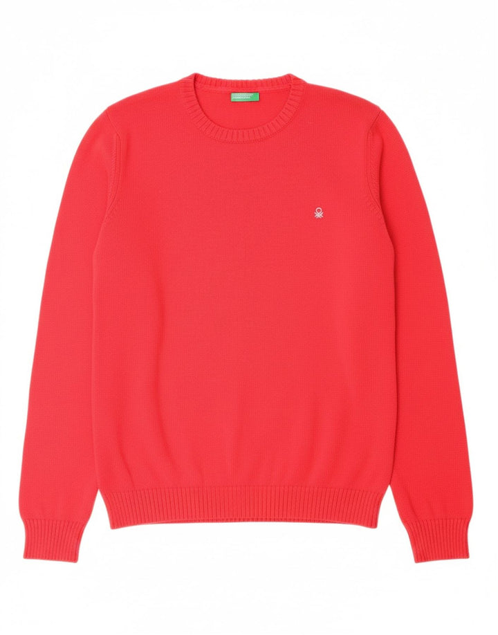 BENETTON Womens Crew Neck Jumper Sweater UK 14 Large Red