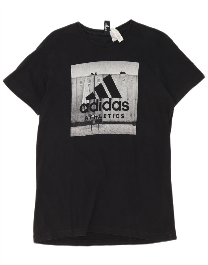 Ανδρικό γραφικό T-Shirt Adidas Top Μεσαίο μαύρο βαμβακερό