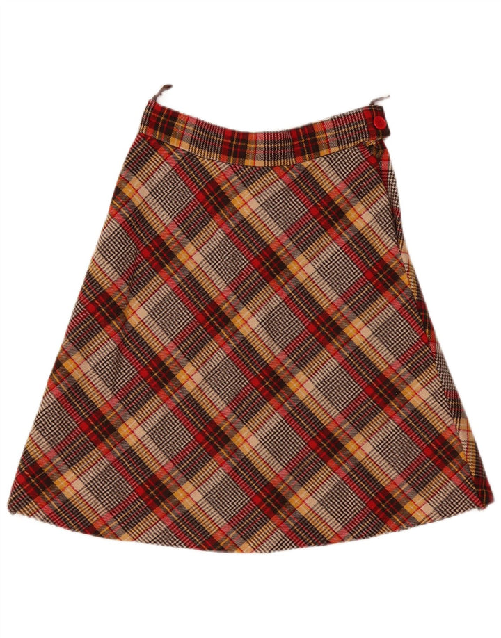 Vintage γυναικεία φούστα σε γραμμή Α W30 Μεσαίο καφέ Check