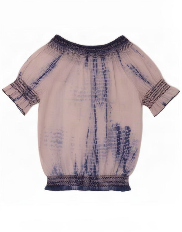 Γυναικεία γραφική μπλούζα Desigual Top UK 10 Small White Tie Dye Cotton