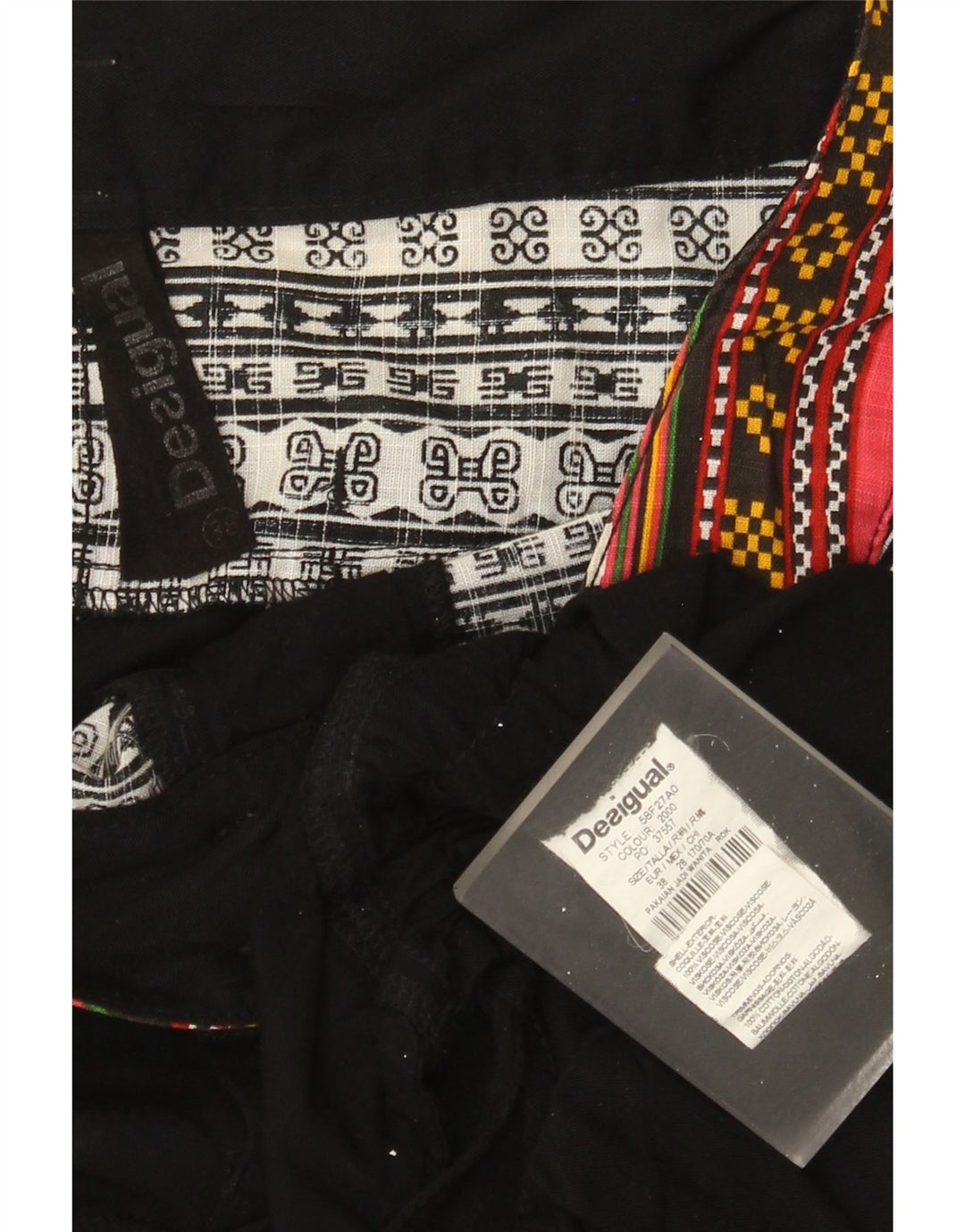 Desigual Γυναικεία γραφική φούστα A-Line EU 38 Medium W30 Black Patchwork