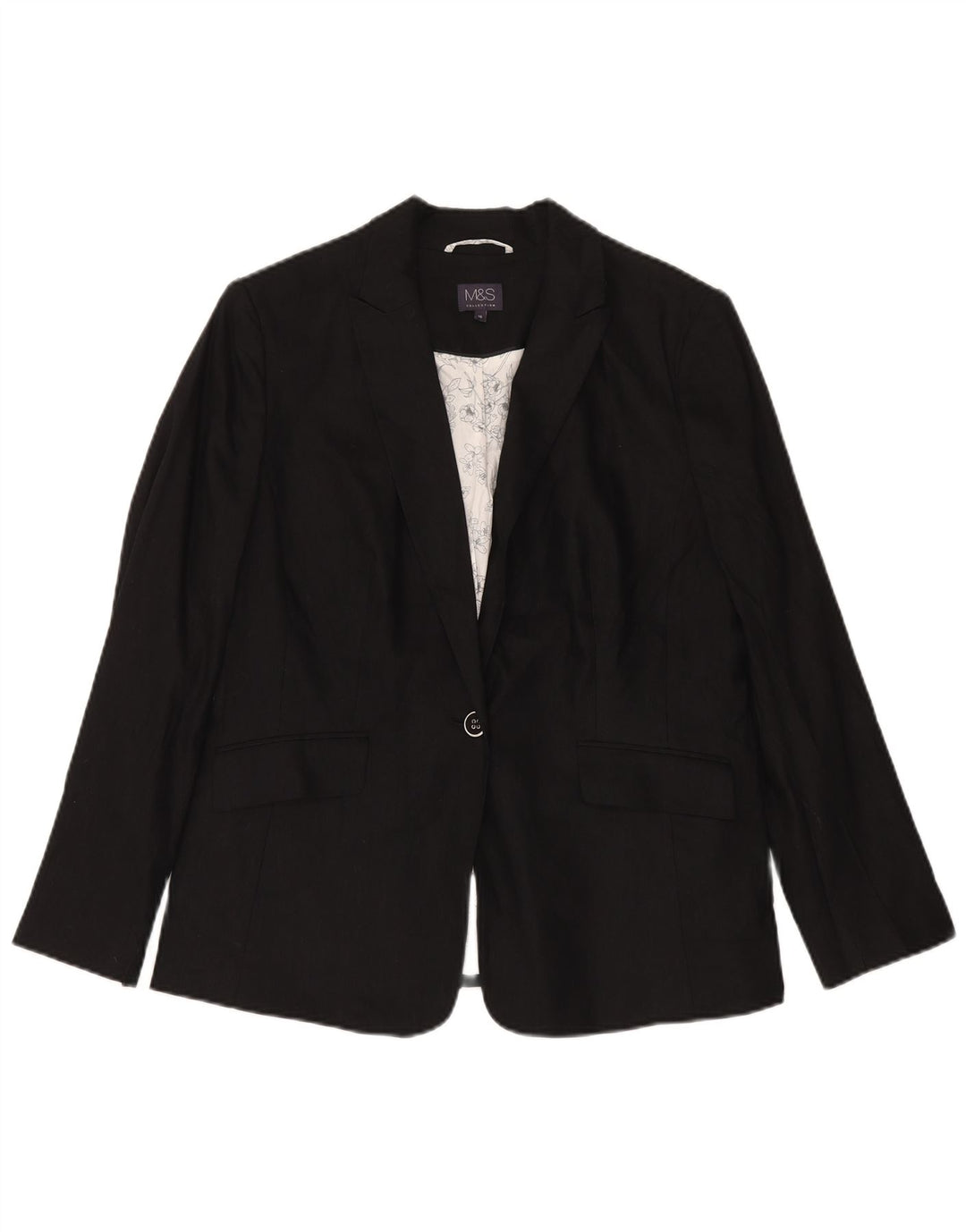 Marks & Spencer Γυναικείο Μπουφάν Blazer UK 16 Μεγάλο Μαύρο Λινάρι