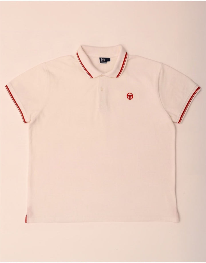 Sergio Tacchini Ανδρικό Πόλο Μπλουζάκι μεγάλο λευκό βαμβακερό