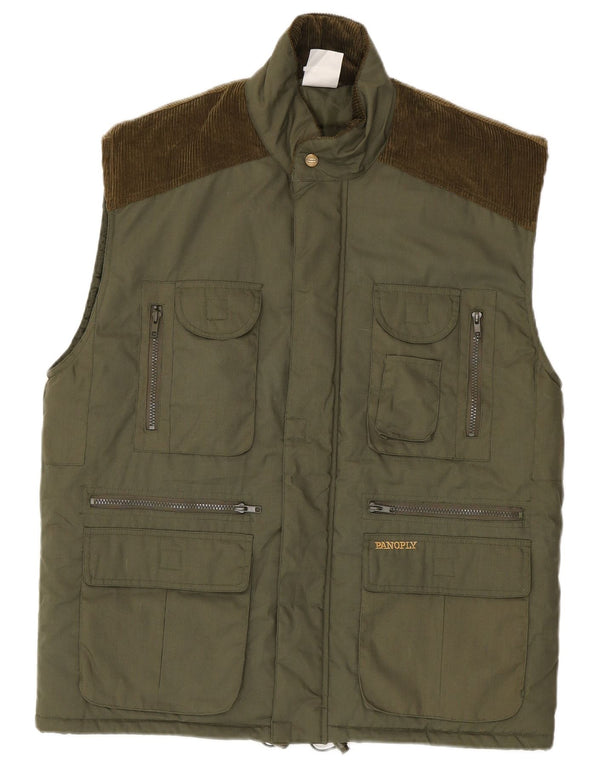 Panoply Mens Corduroy Utility Gilet UK 40 Large Green Polyester