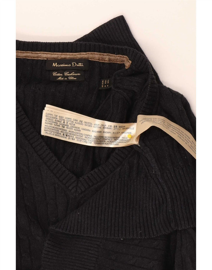Ανδρικό πουλόβερ Massimo Dutti με V λαιμόκοψη, Βαμβακερό μεσαίο ναυτικό