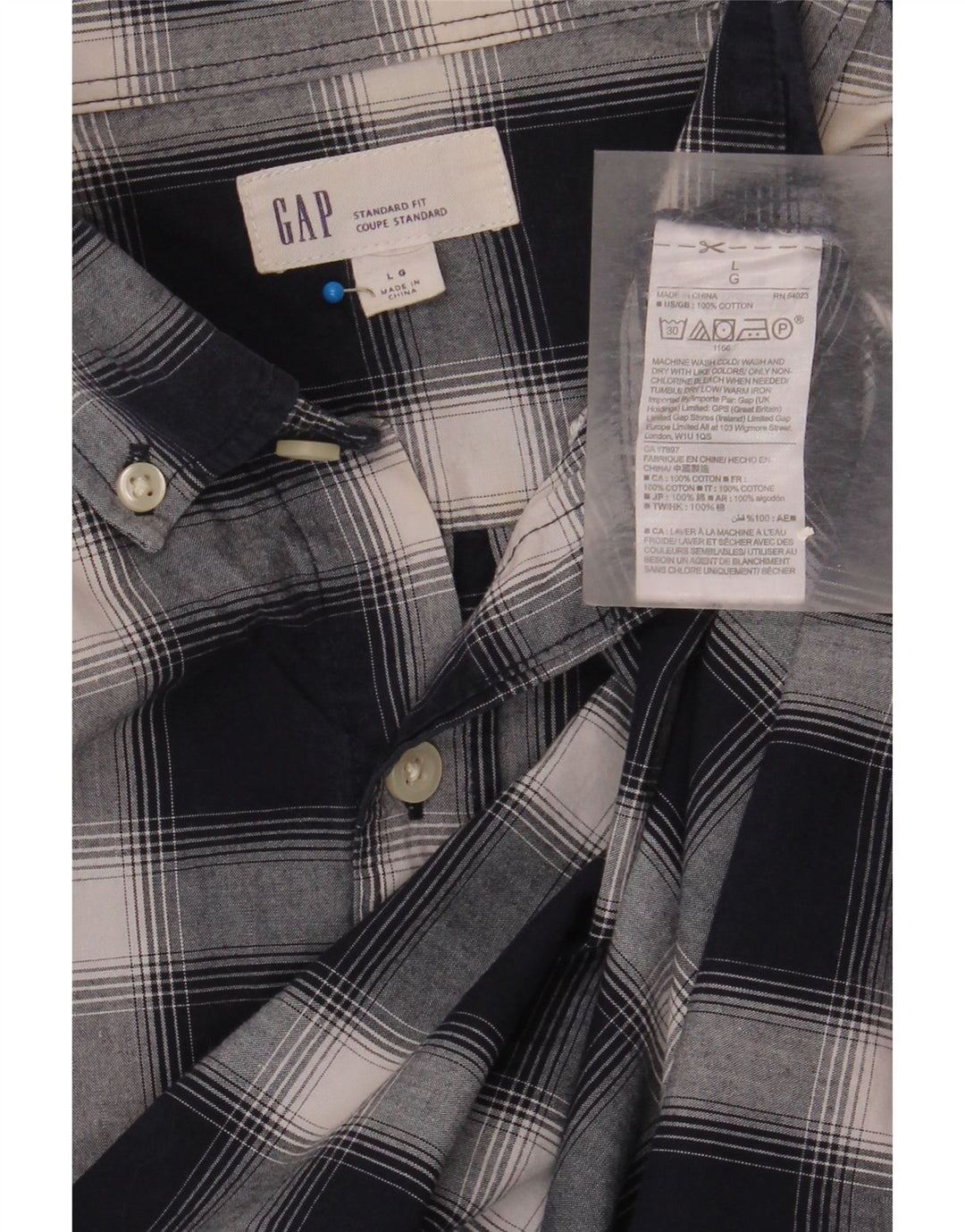 Ανδρικό πουκάμισο Gap Standard Fit Large Navy Blue Check Cotton