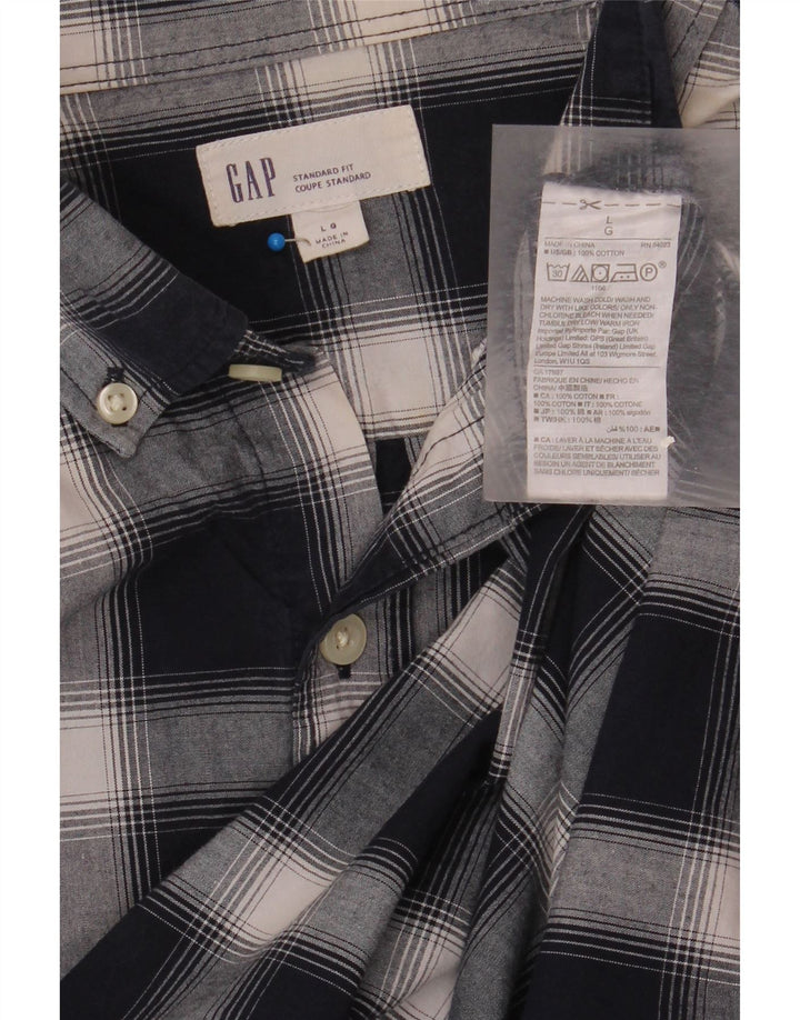 Ανδρικό πουκάμισο Gap Standard Fit Large Navy Blue Check Cotton