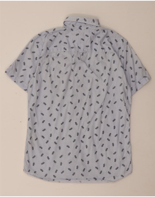 Jack & Jones Mens Short Sleeve Shirt Small Blue Pinstripe Cotton