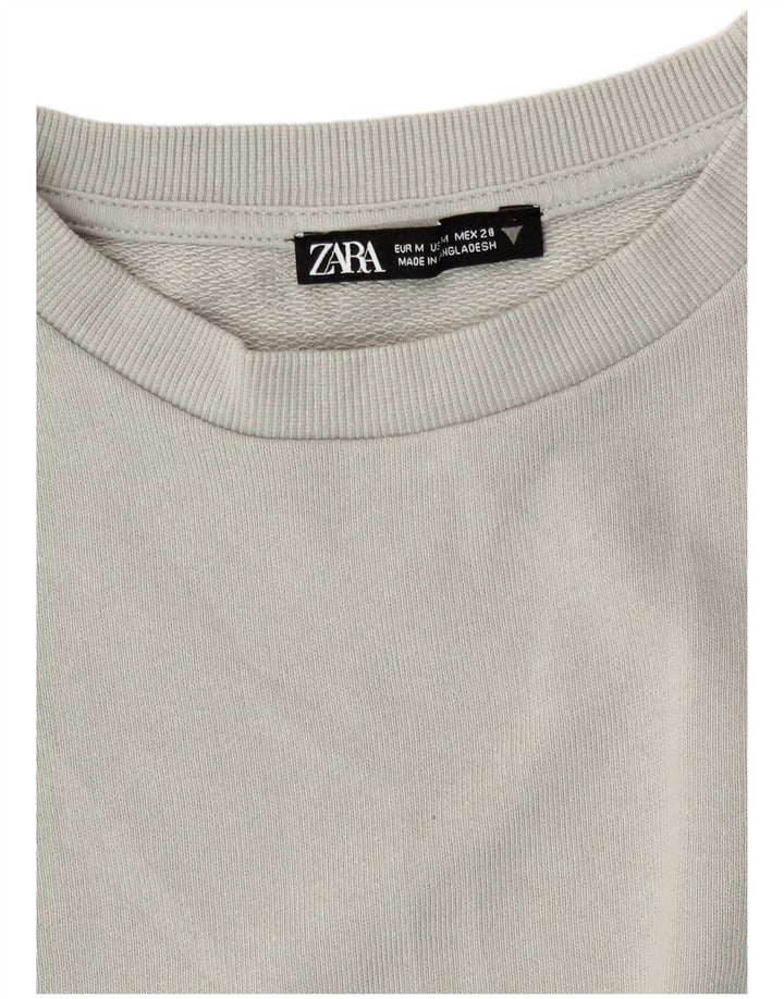 Zara Γυναικεία φούτερ Crop Jumper UK 14 Medium Grey Cotton