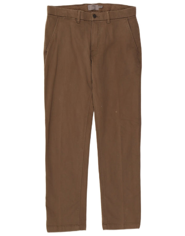Marks & Spencer Ανδρικό ίσιο παντελόνι Chino W32 L31 Καφέ βαμβακερό